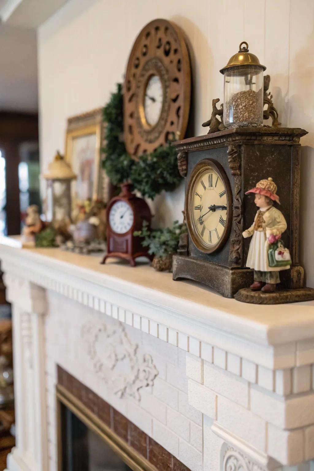 A curated mantel display conveys nostalgia to your abode.