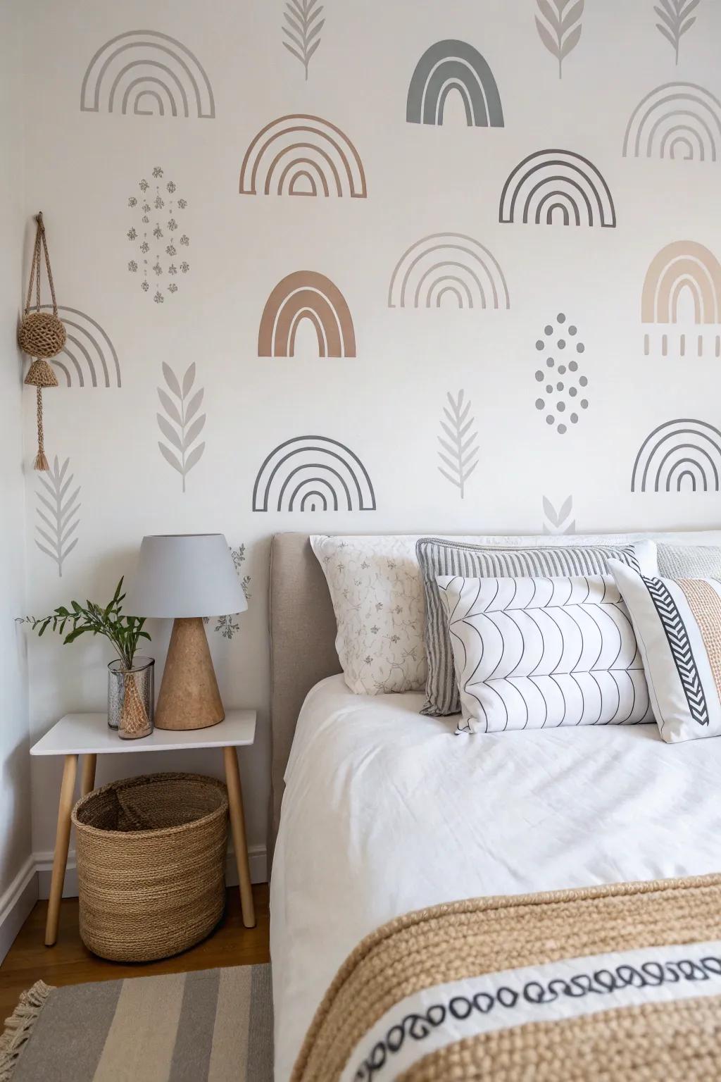Simple Refinement appliqués enhance the serene elegance of this bedroom.