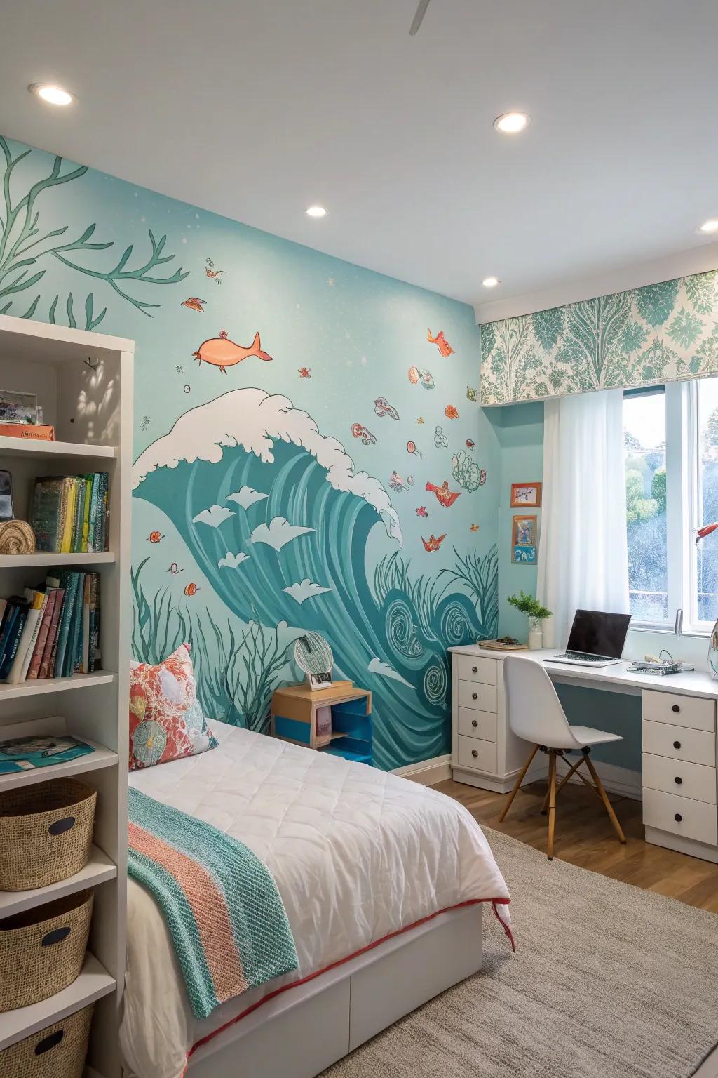 Ocean waves fashion a calming and coastal ambiance.