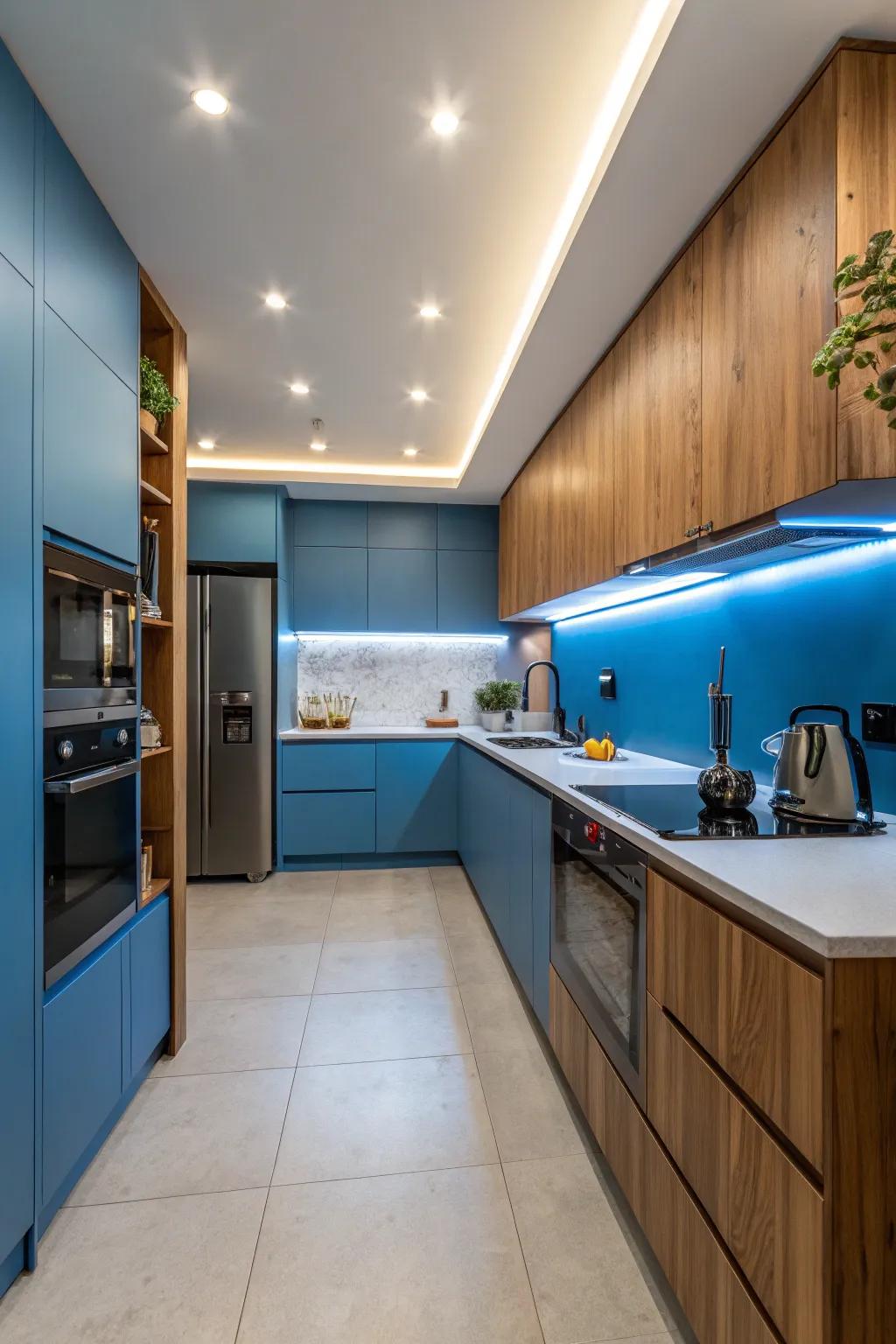 Infuse your kitchen with fresh energy using cerulean hues.