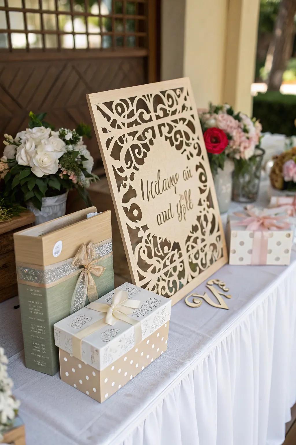 Laser-etched wood markers are both ornamental and functional.