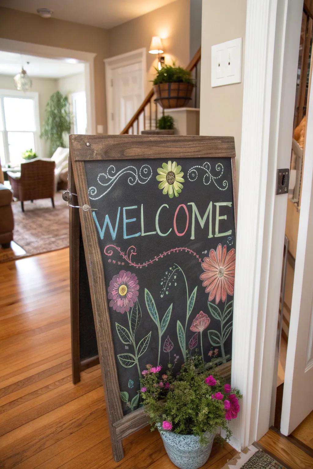 A carbon board message that warmly welcomes home.