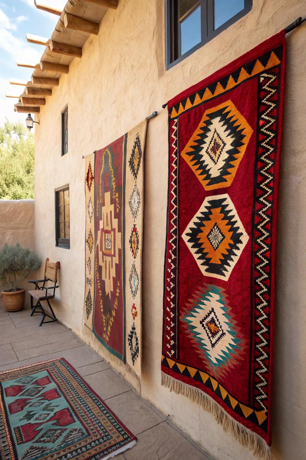 A desert bloom floorcloth providing a daring wall statement.
