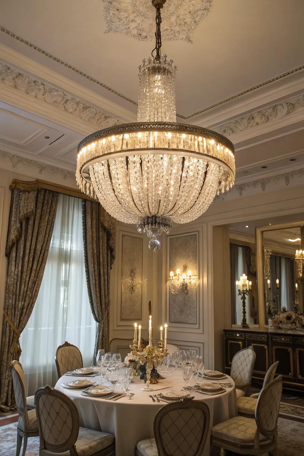 Impress with an elegant crystal lighting fixture.