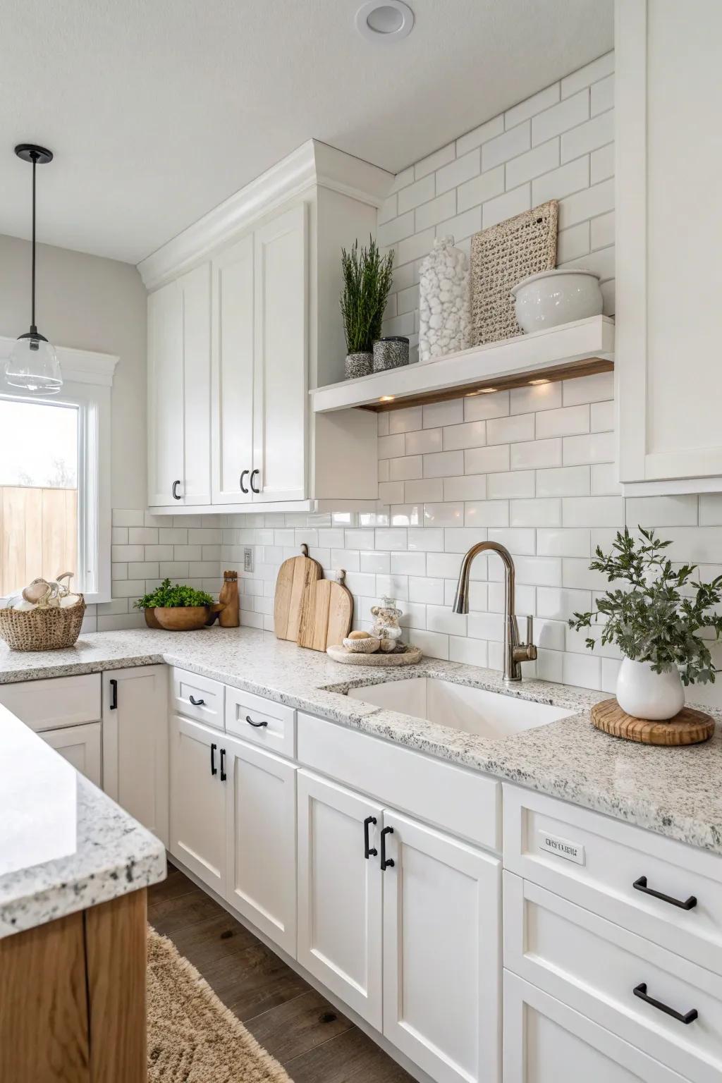 Minimalist style enables the appeal for your white ice granite to show.