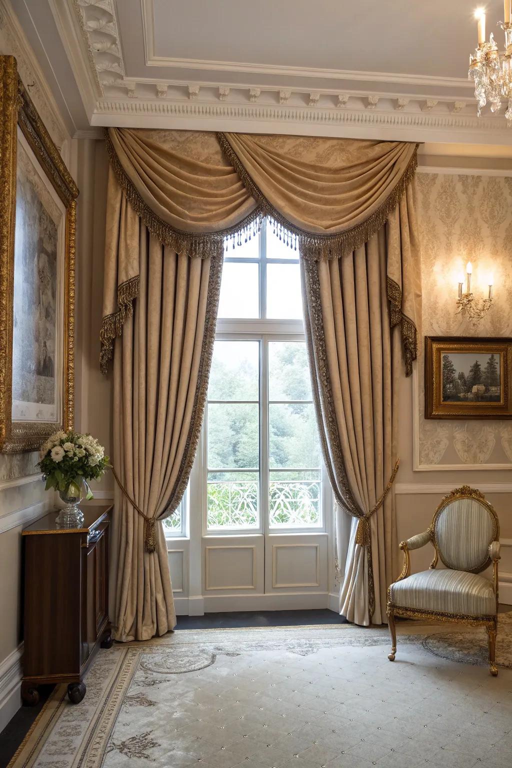 Achieve a polished look with refined top treatments.