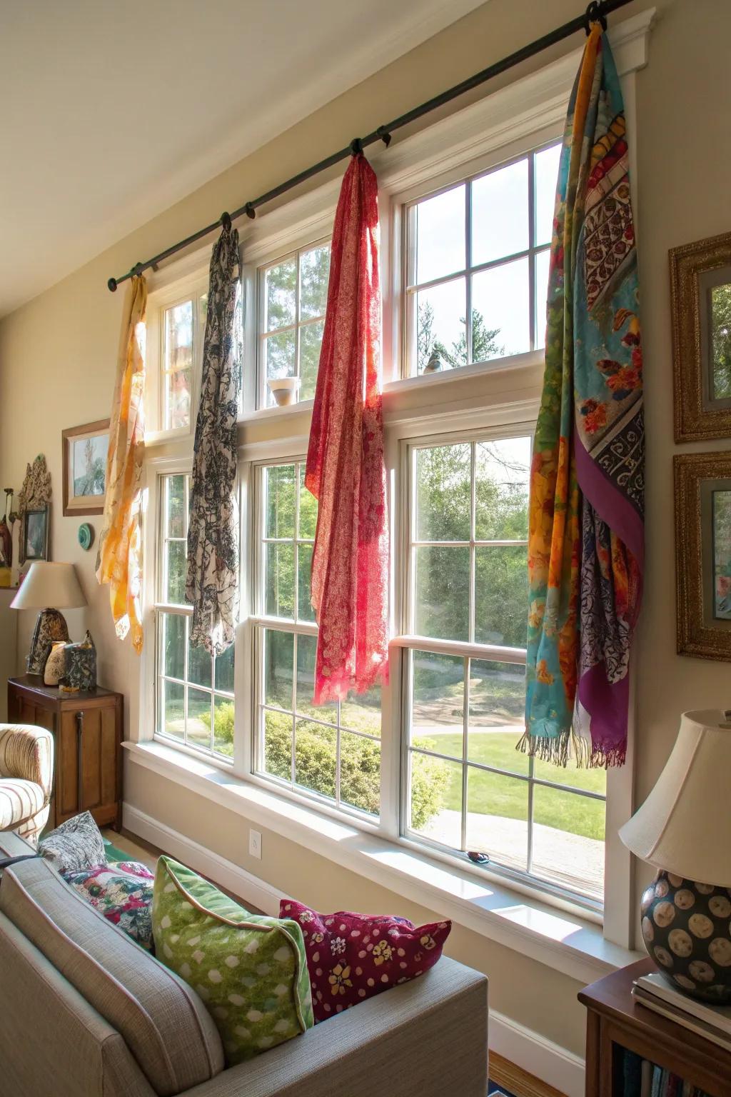 Eclectic style presented via fused drapes.