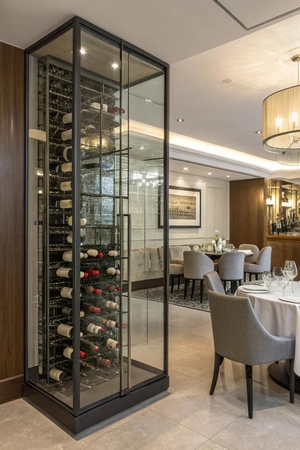 Glass-cased rack for sophisticated storage.