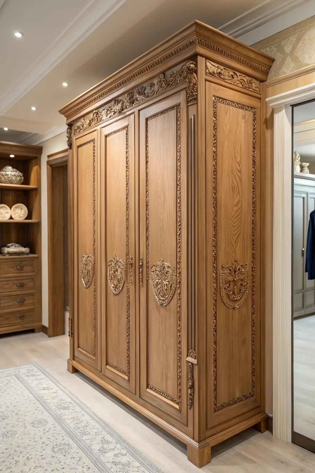 Ornamental aspects elevate your closet's design.