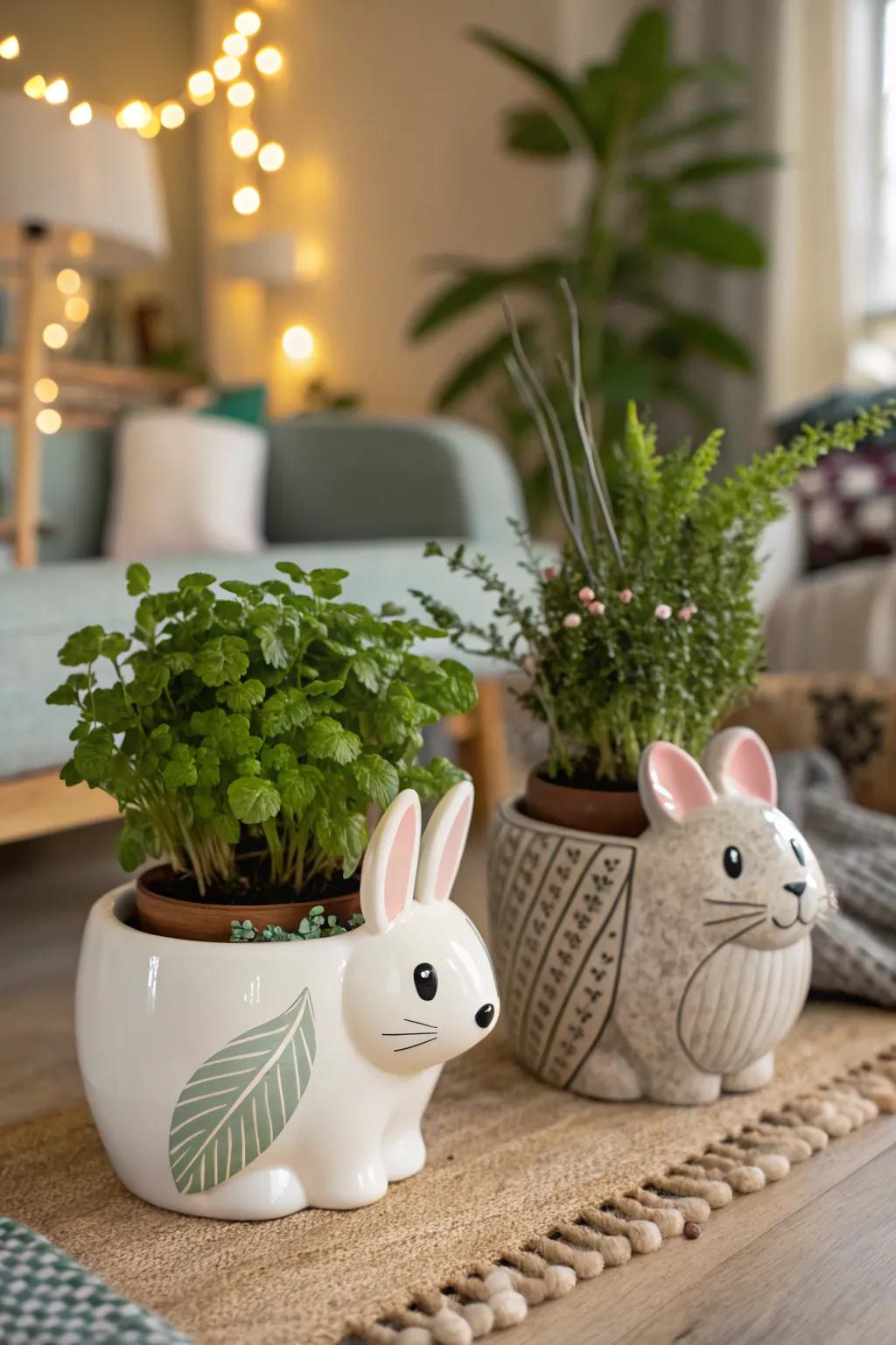 Bring the outdoors inside with playful planters.