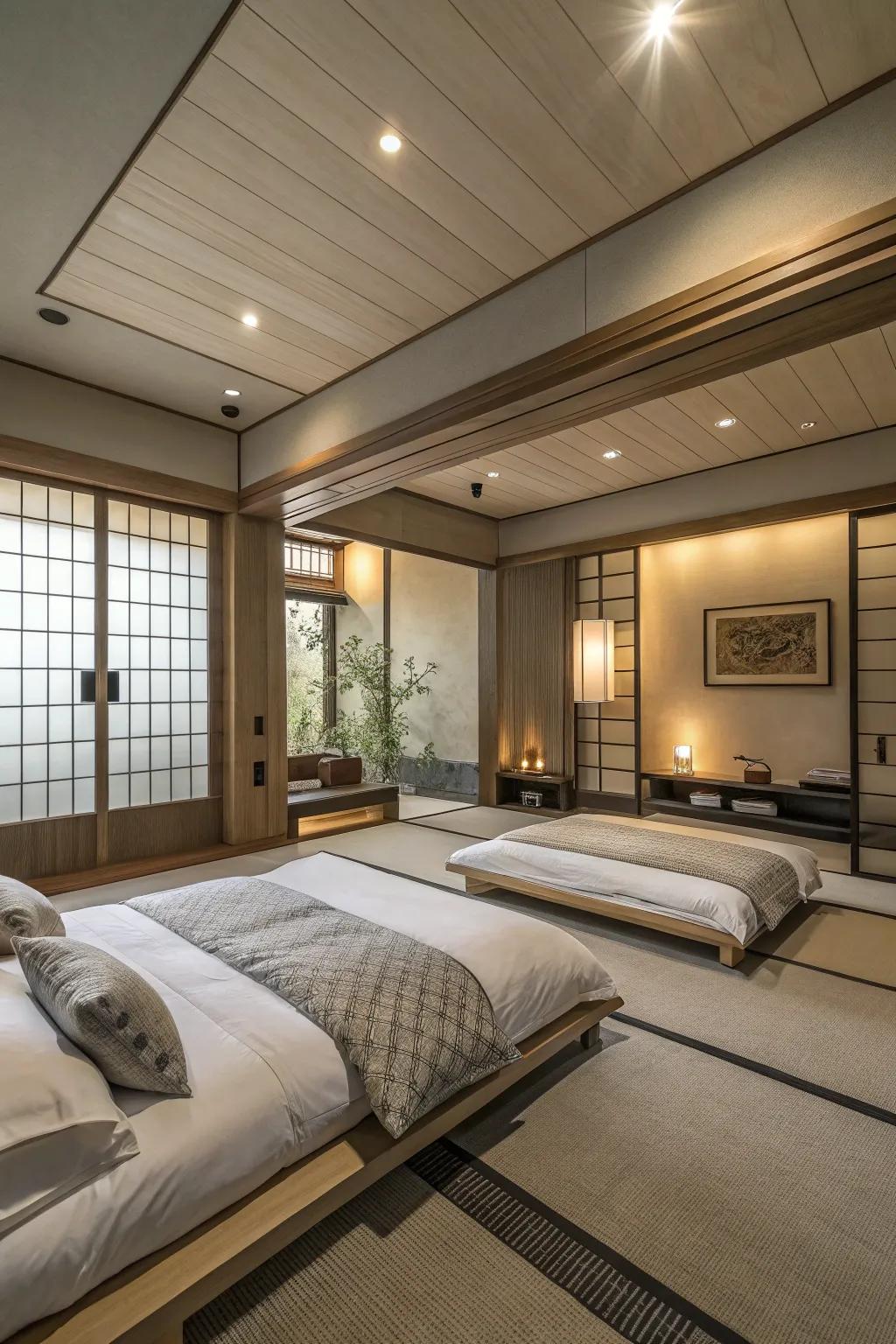 Compact pieces keep the room spacious and airy.