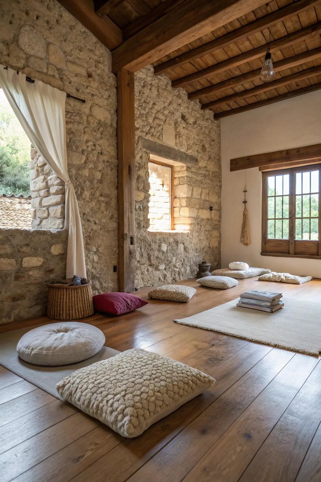 Textural diversity contributes depth and interest to the space.