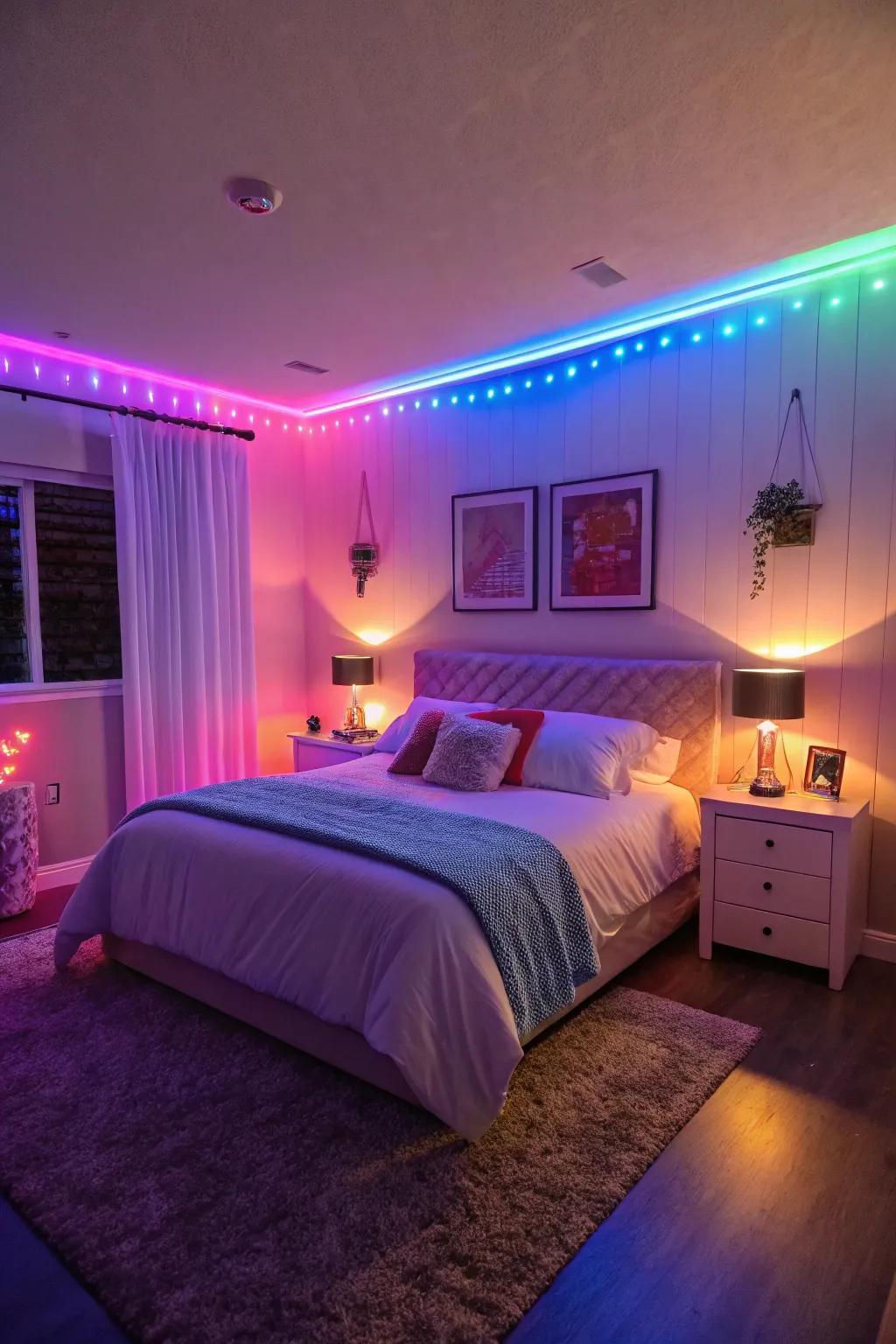 LED lights in diverse options fashion a versatile ambiance.