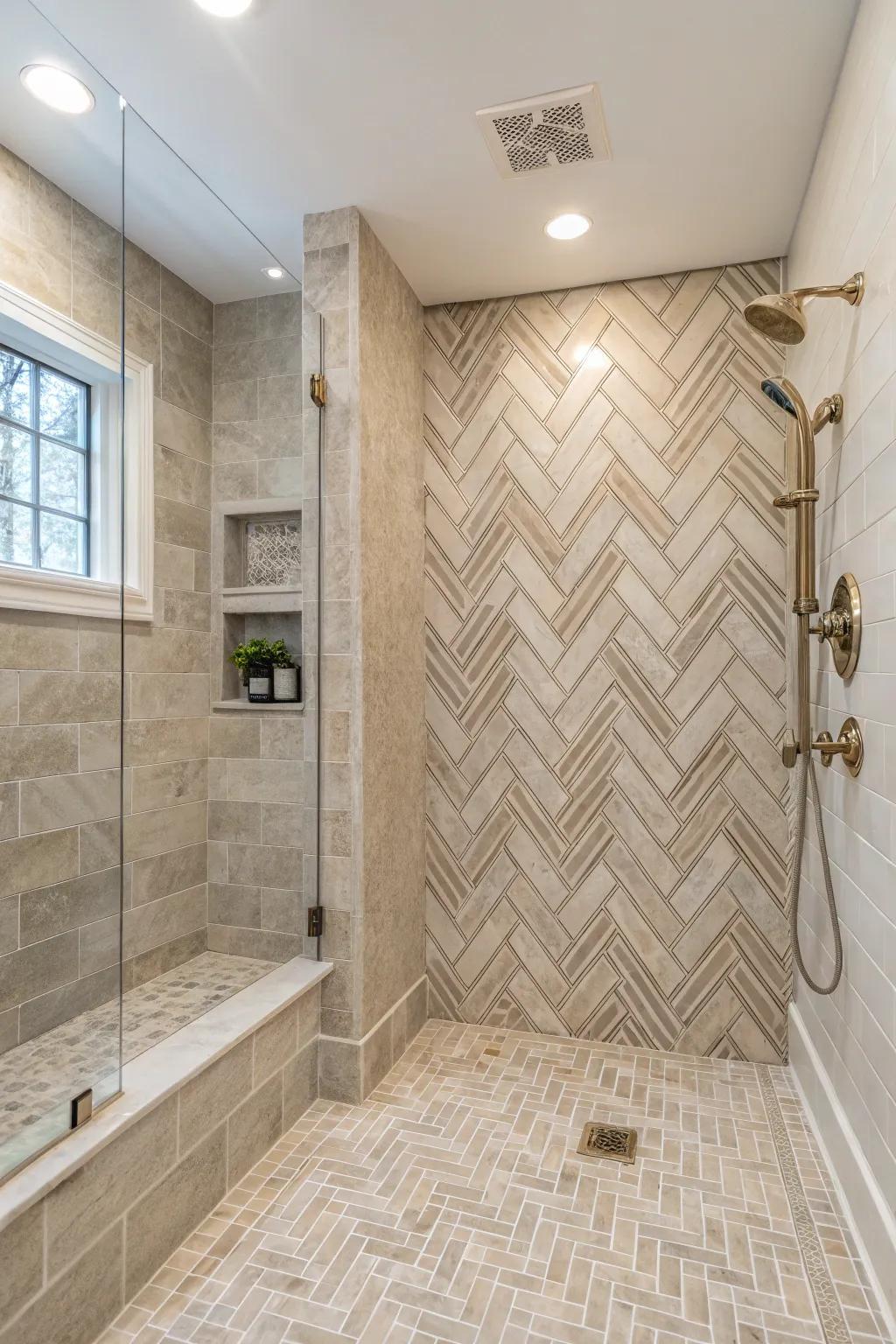 Chevron patterns infuse understated sophistication and polish.