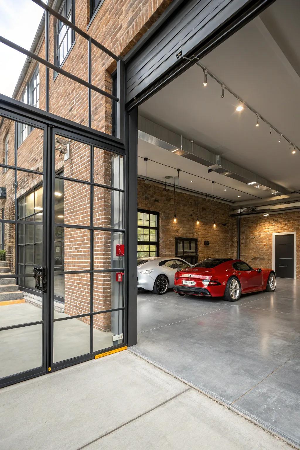 Modern and edgy: The stylish, industrial garage design.