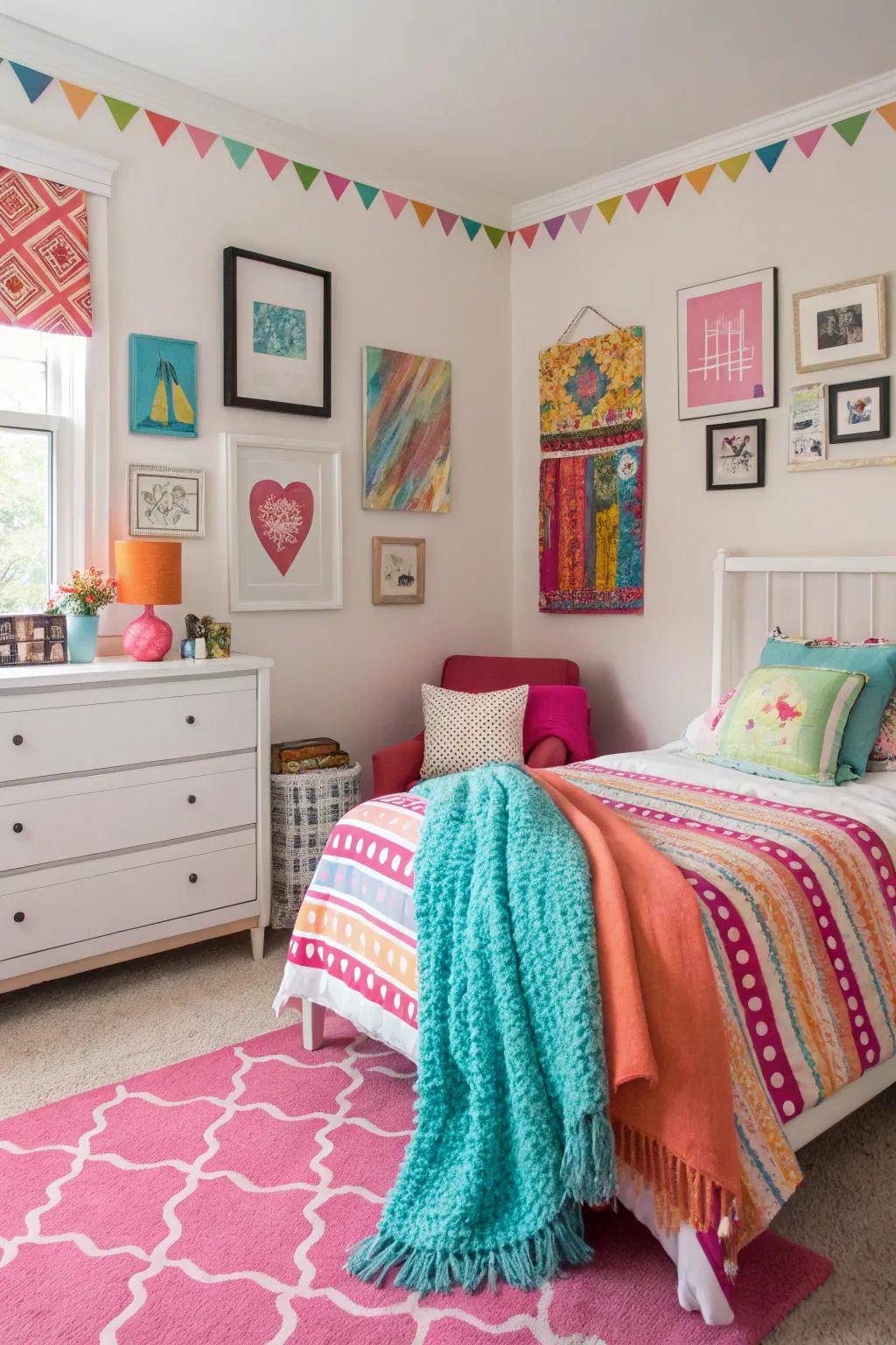 Striking shades introducing vitality and dynamism to the room.