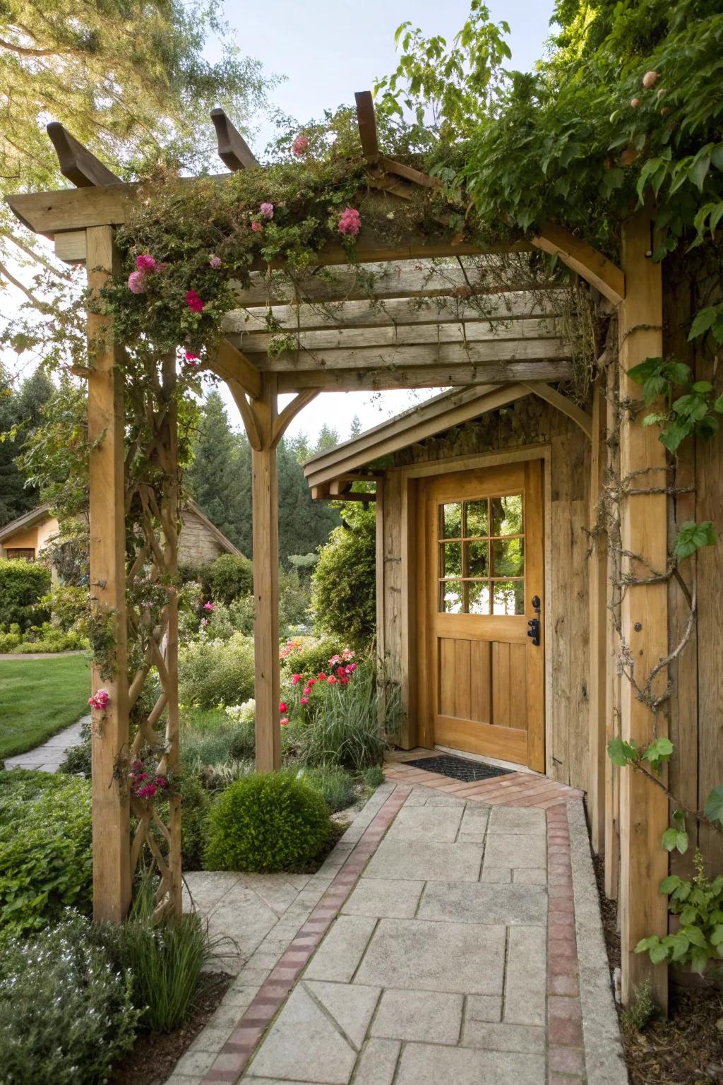 A green-friendly arbor supports local biodiversity.