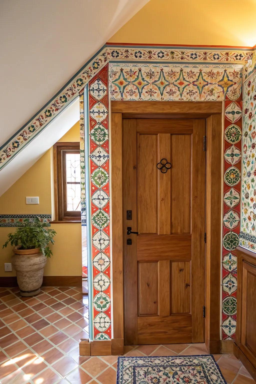 Patterned tiling enhances individuality and coloration.