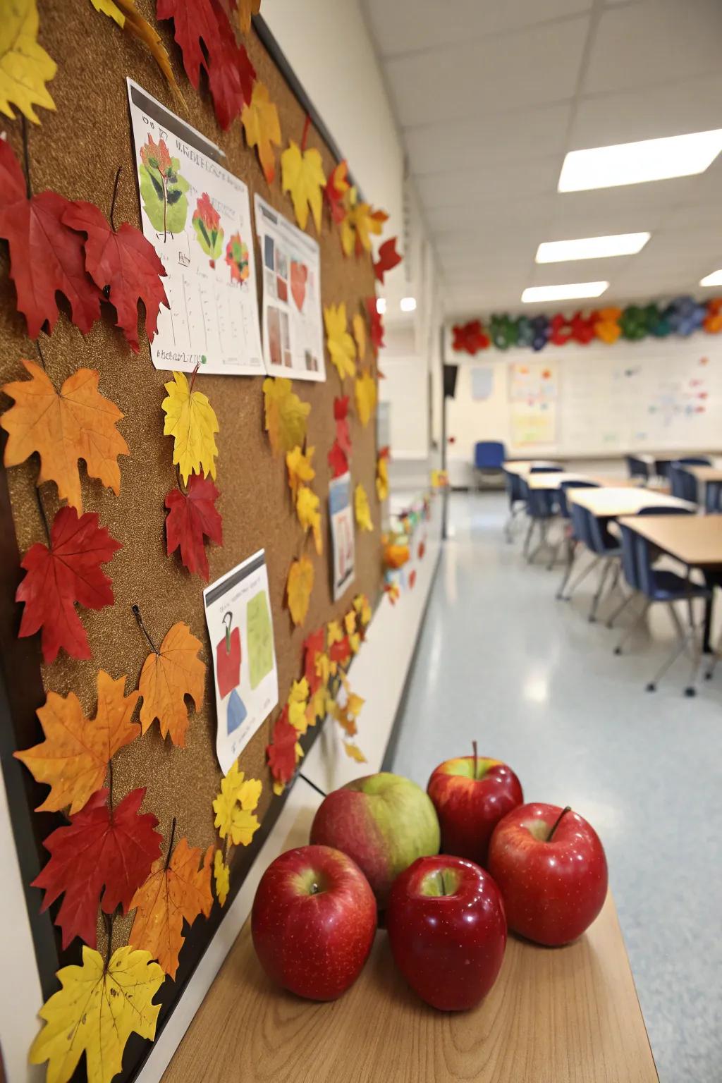 Greet autumn using a fall fruit harvest display.