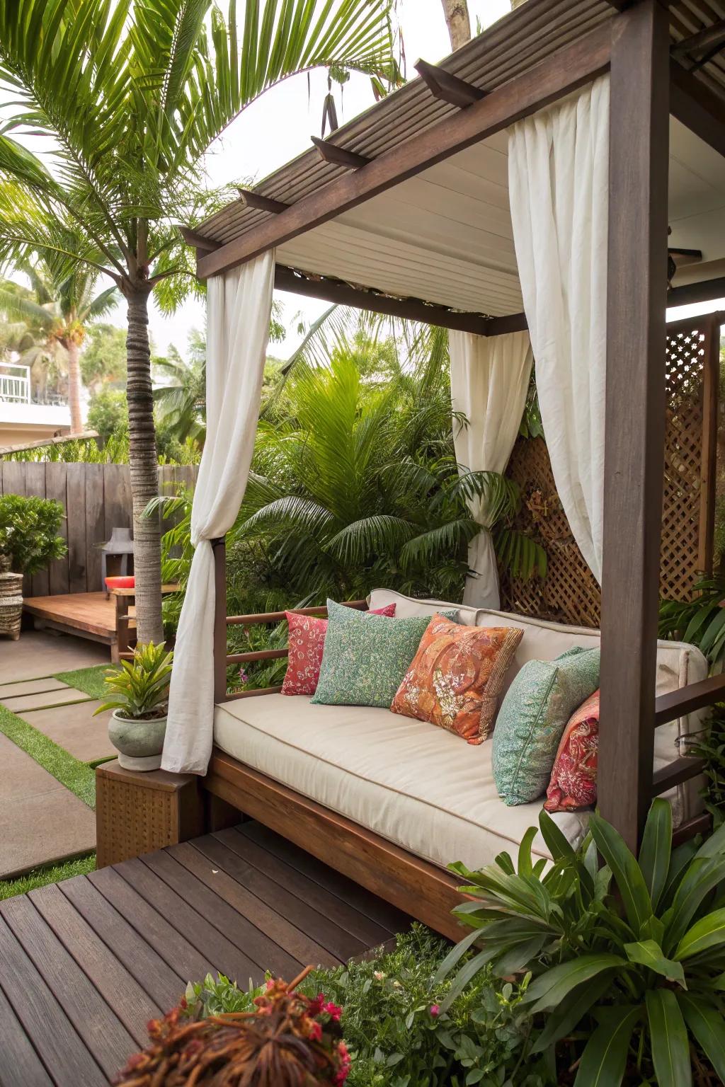 A relaxing daybed offering a cozy retreat in a veranda.