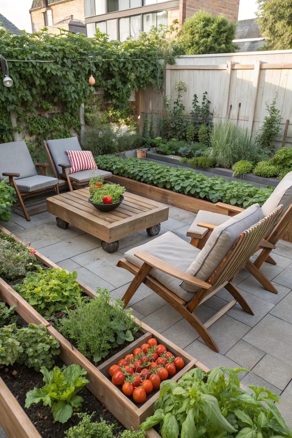 A miniature garden adds beauty and practicality.