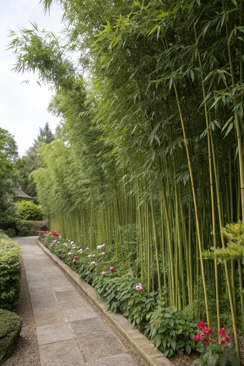 Bamboo functions as a safeguard, protecting gardens from harsh winds.