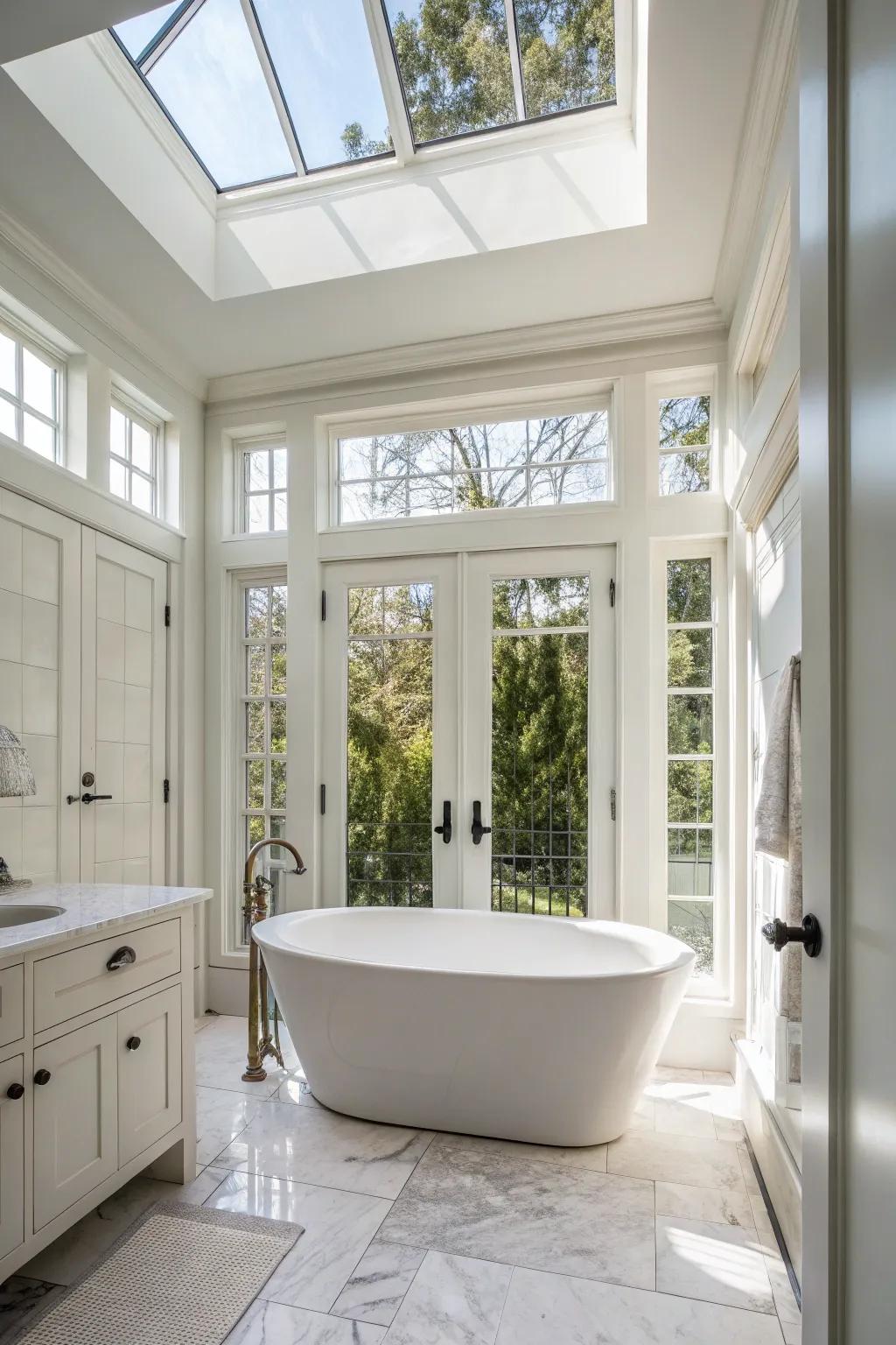High-level windows provide an abundance of natural light.