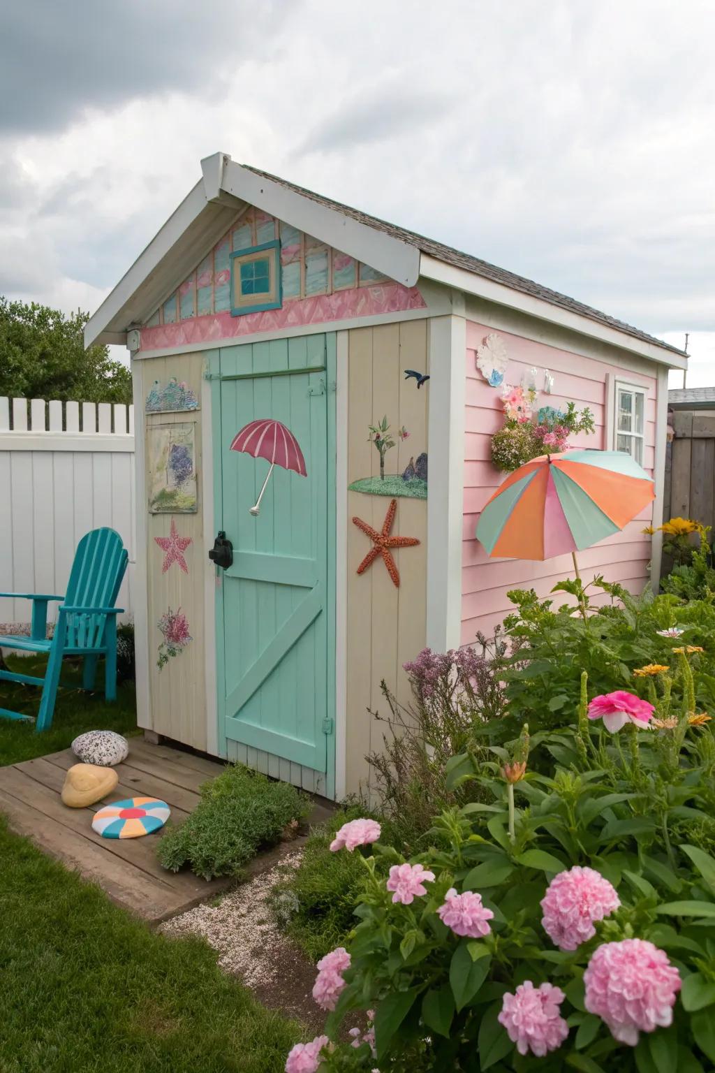 A seaside shed is both stylish and useful.