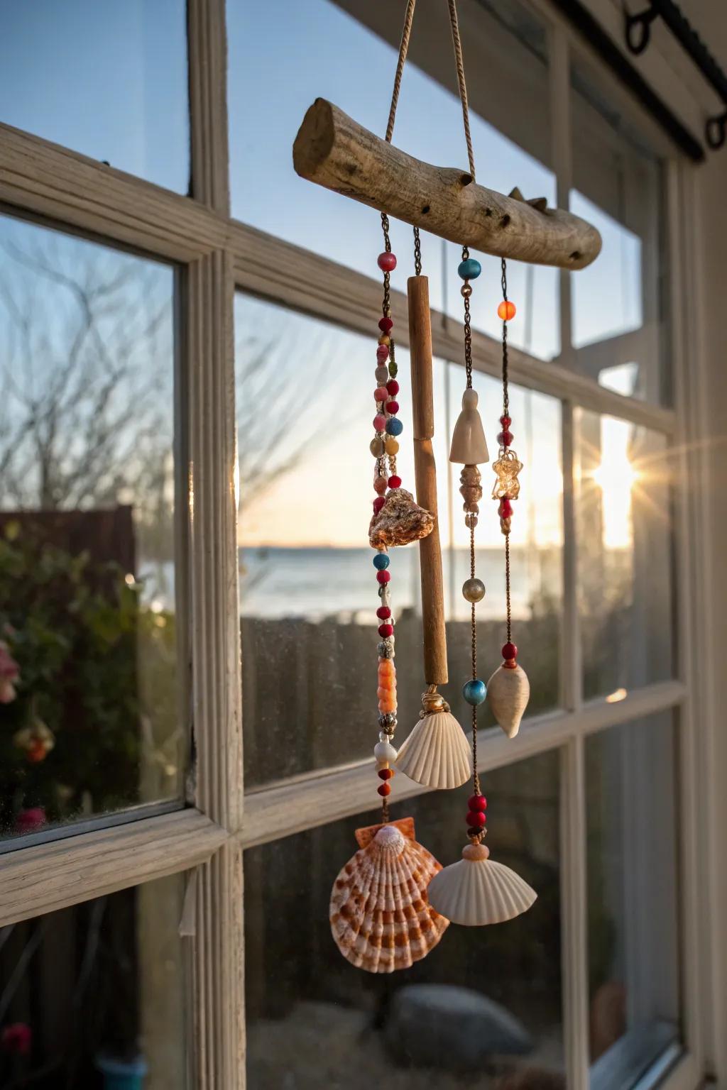 Delight in marine melodies within your residence through a seashell wind song.