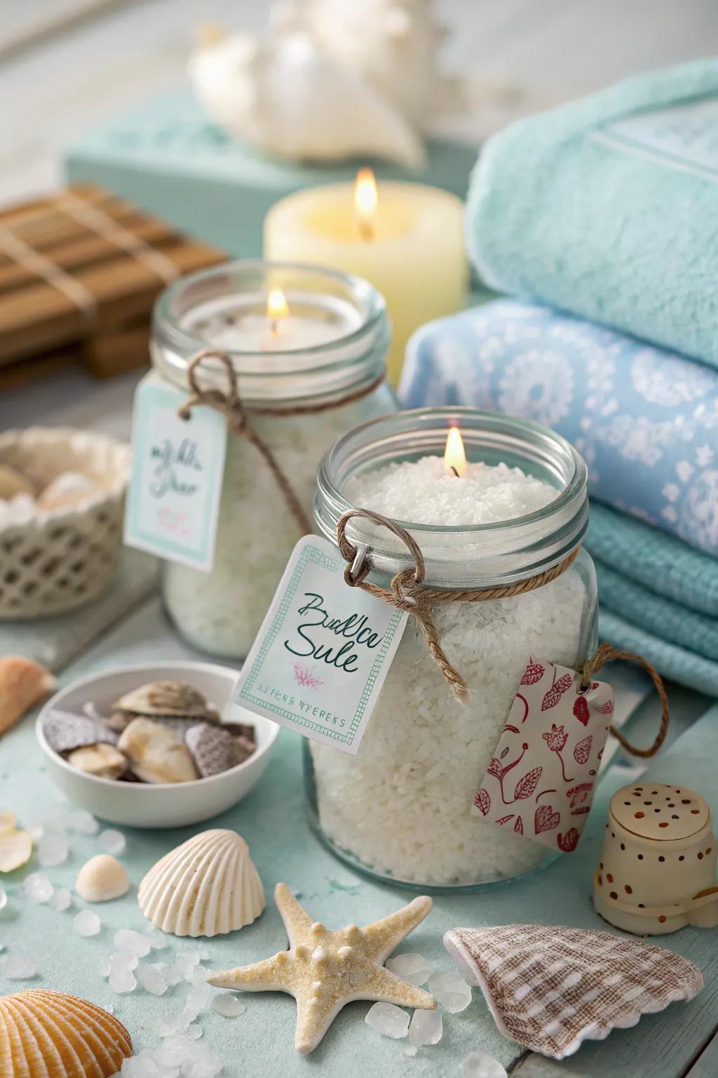 Enhance your bath experience with soothing seaside bath essences.