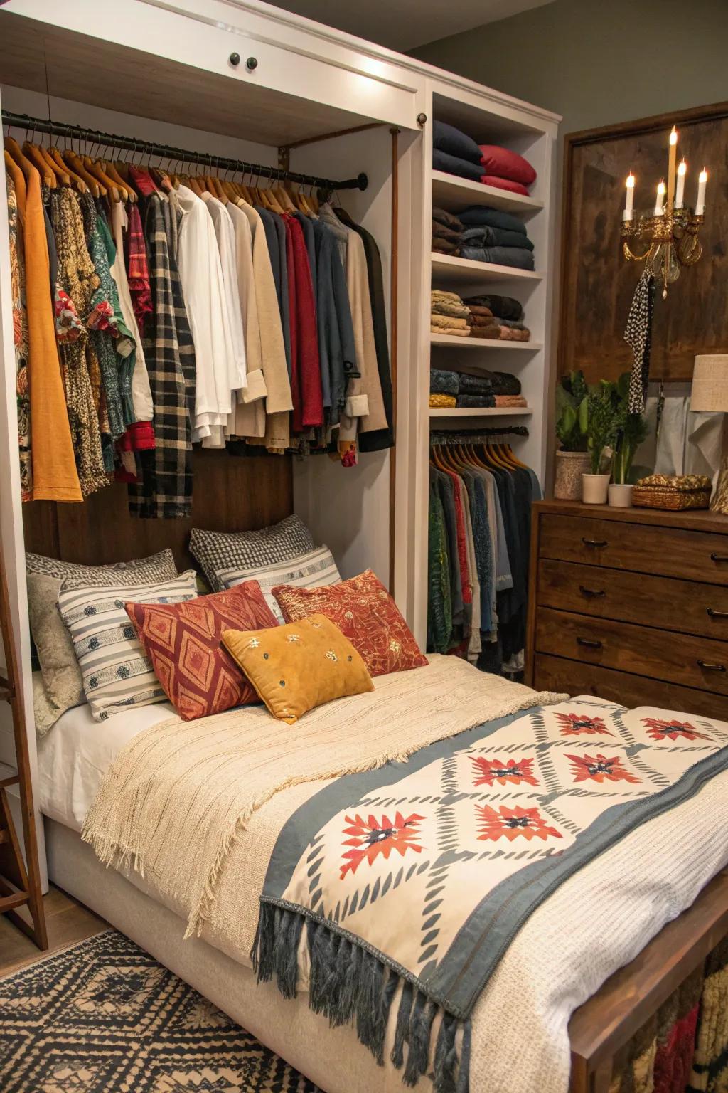 Eclectic design brings life and character to your closet bed.