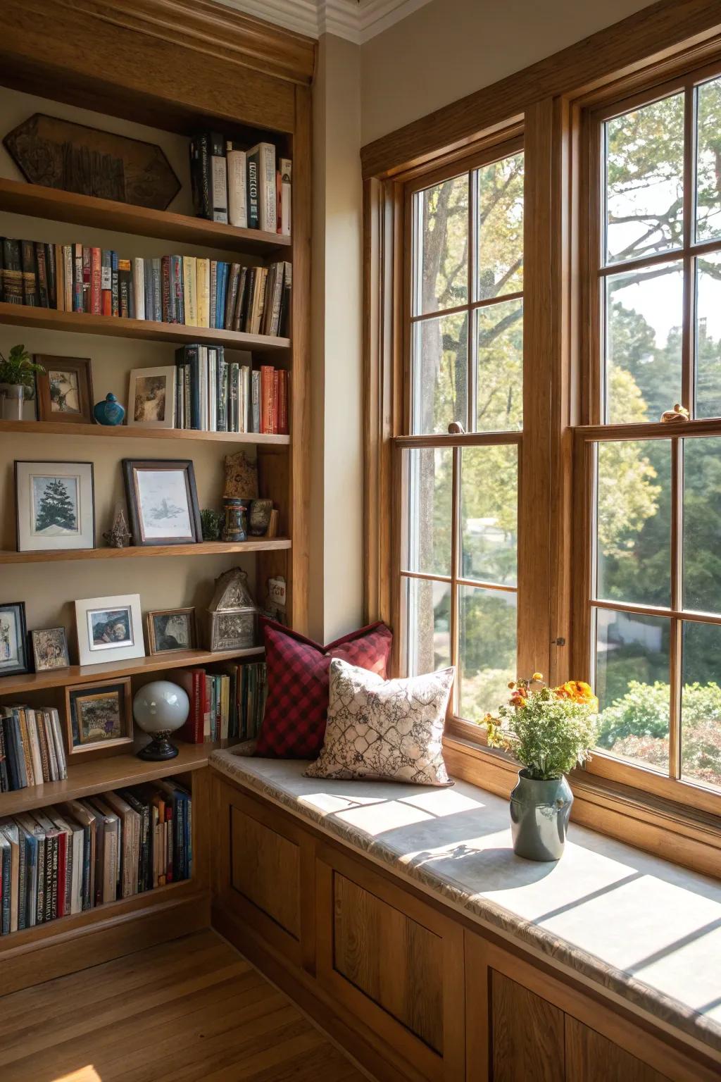 Built-in shelves provide both function and a personal touch.