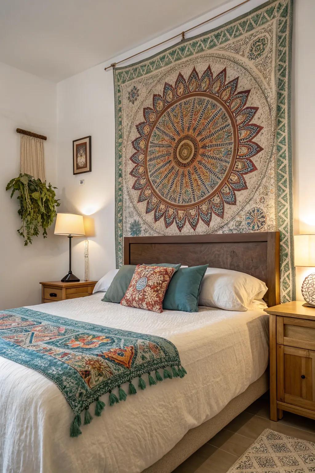 Make a bold statement with a fabric art headboard.