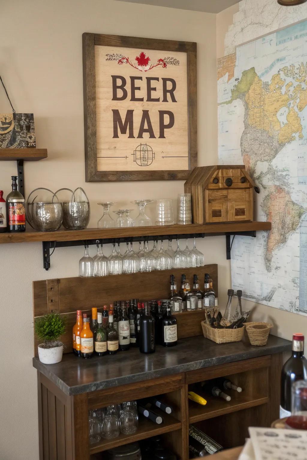 Brew map signs highlight your brew journey.