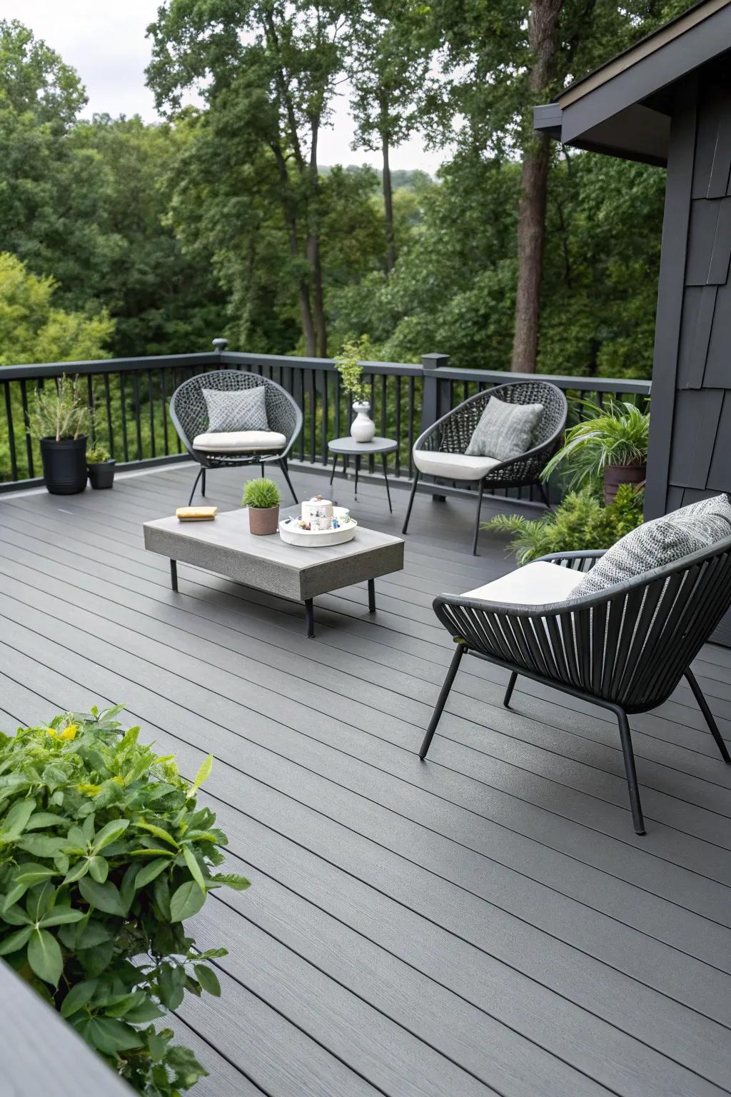 Graphite decks offer a streamlined and sophisticated modern aesthetic.