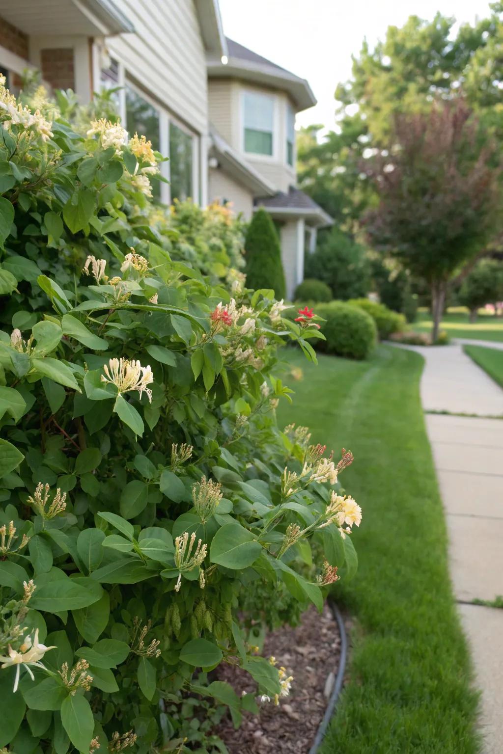 Box honeysuckle offers fragrance and delight.