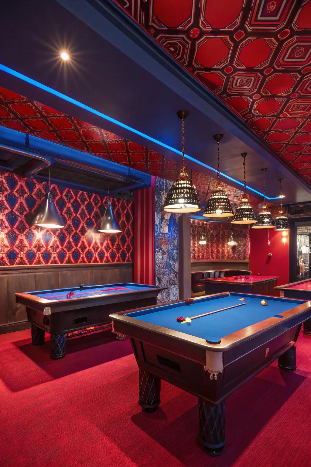 Impressive hues inject energy and excitement into your billiard hall.