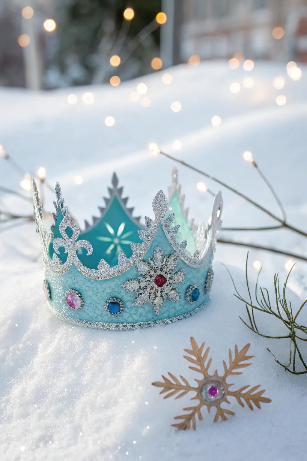 A sparkling winter wonderland birthday crown