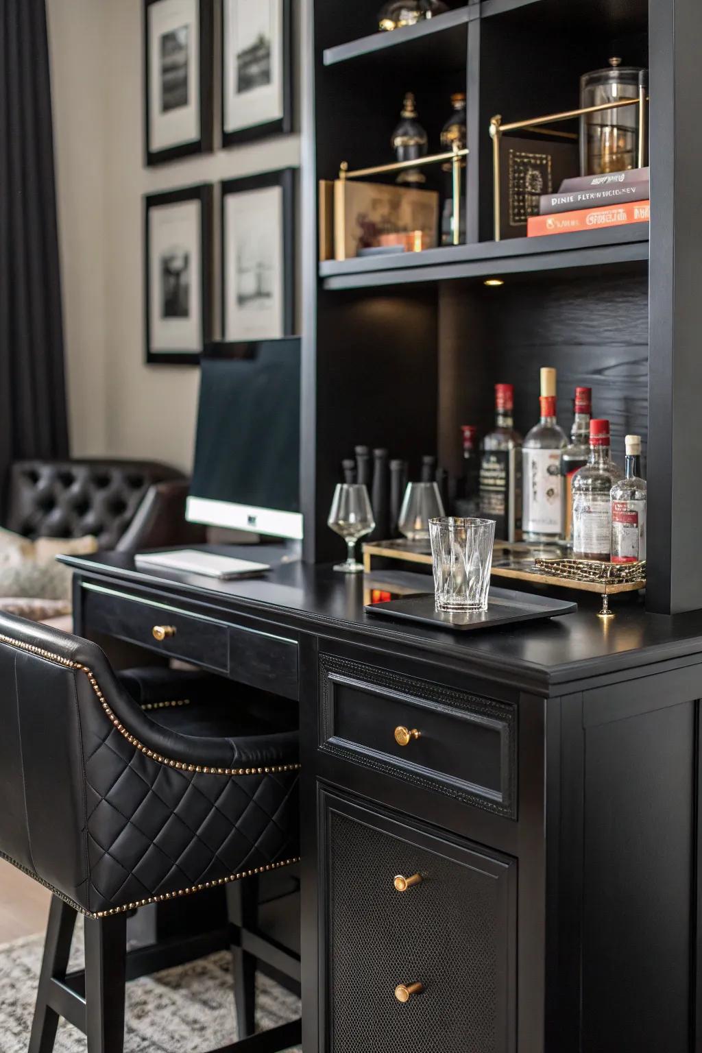 A stylish home bar adding luxury and convenience.