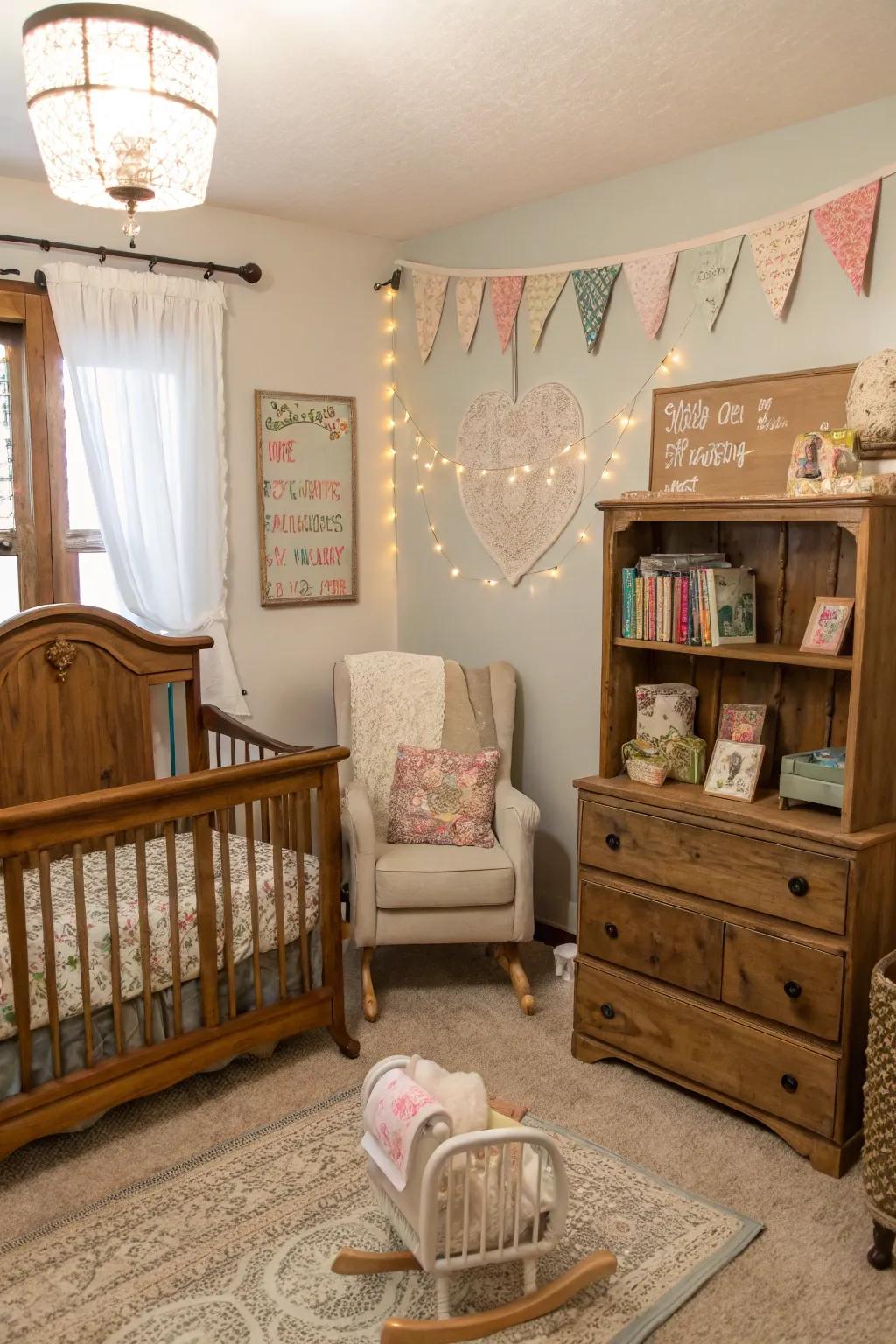 Reimagined furnishings contribute sustainability and character.