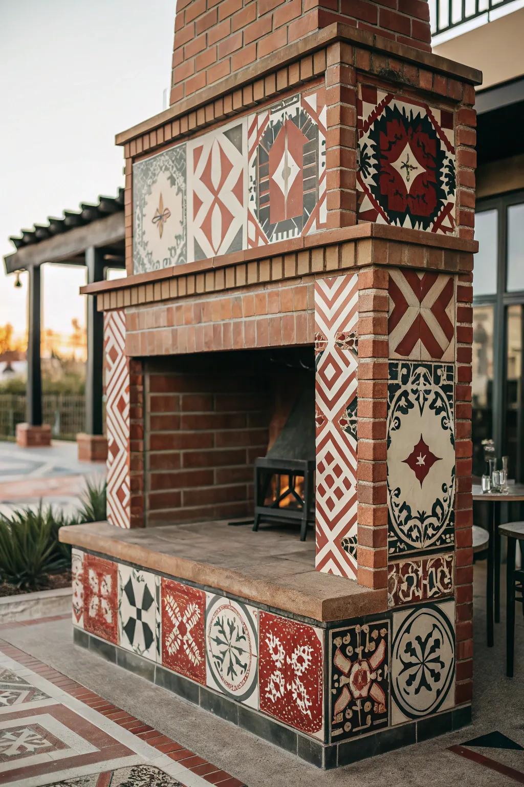 Fashionable tiles convert your fireplace into an attractive focal point.