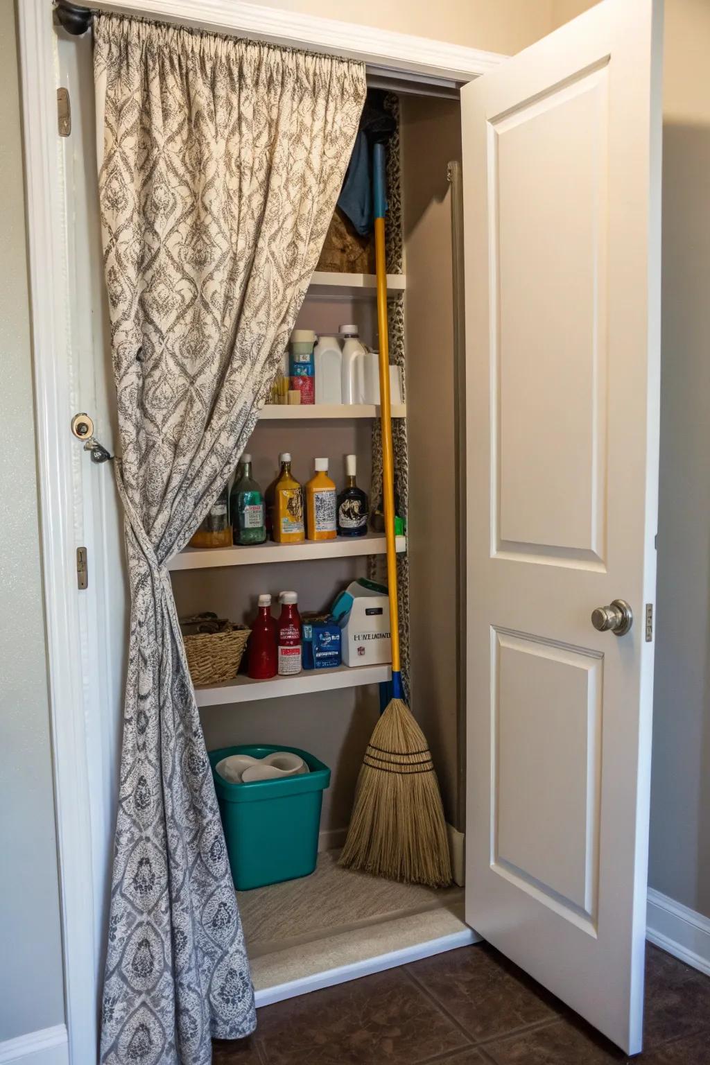 A curtain gives your closet a soft and stylish closure.