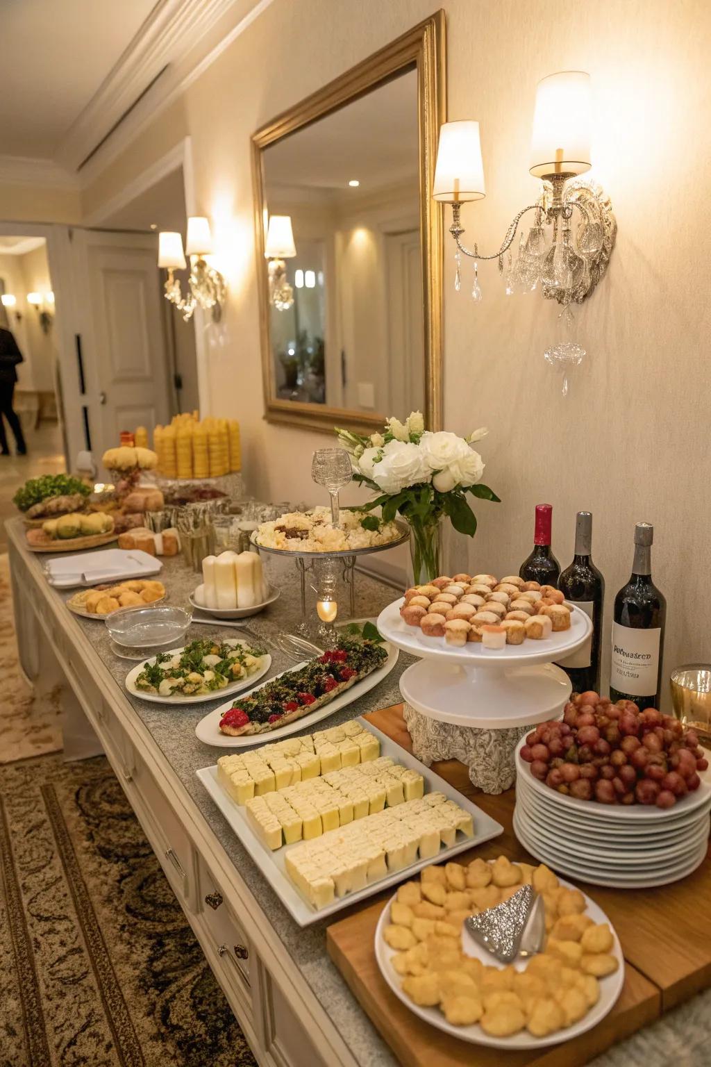 Refined symmetry creates a polished buffet.