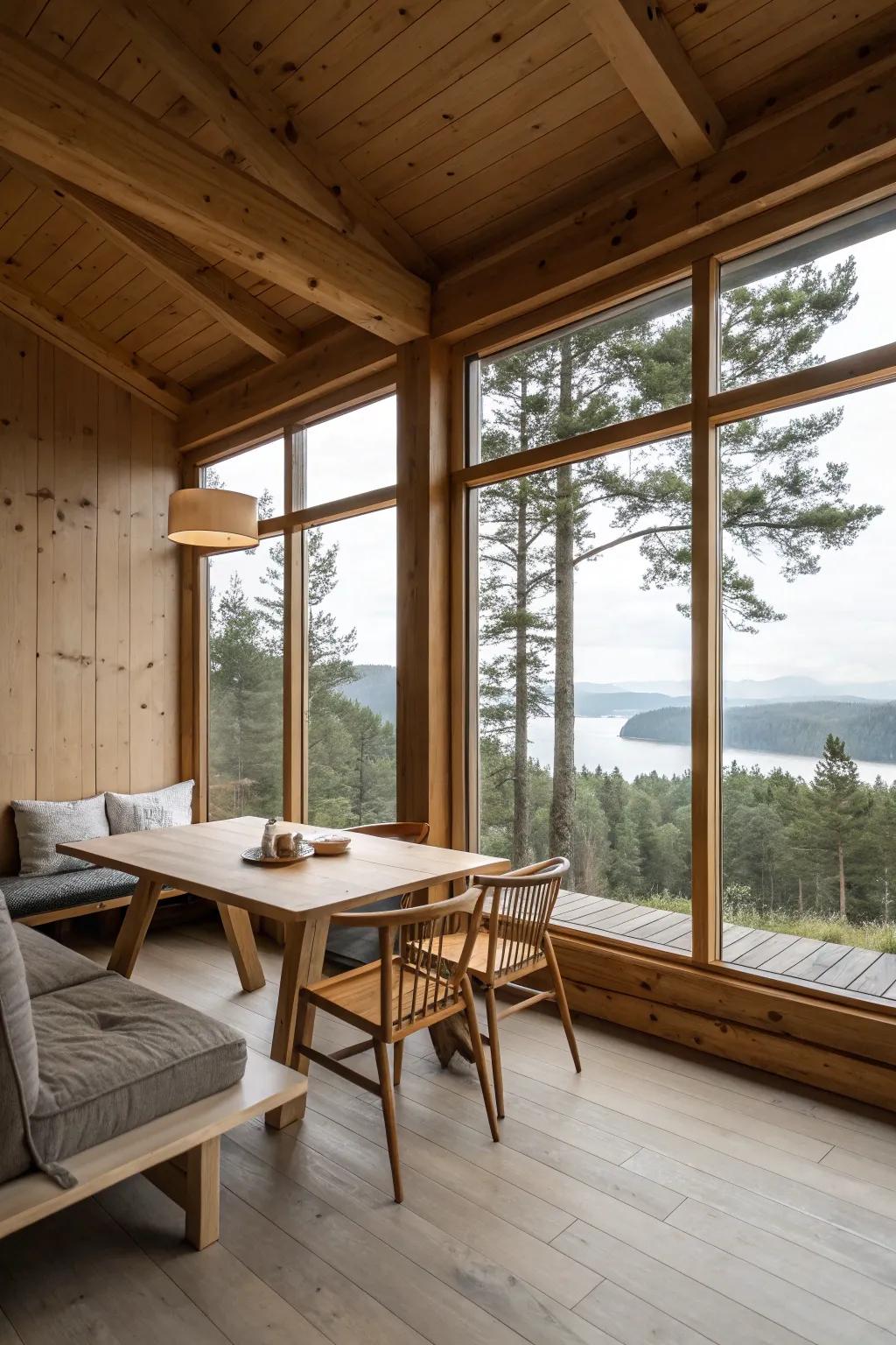 Simple design that lets nature shine and creates a serene atmosphere.