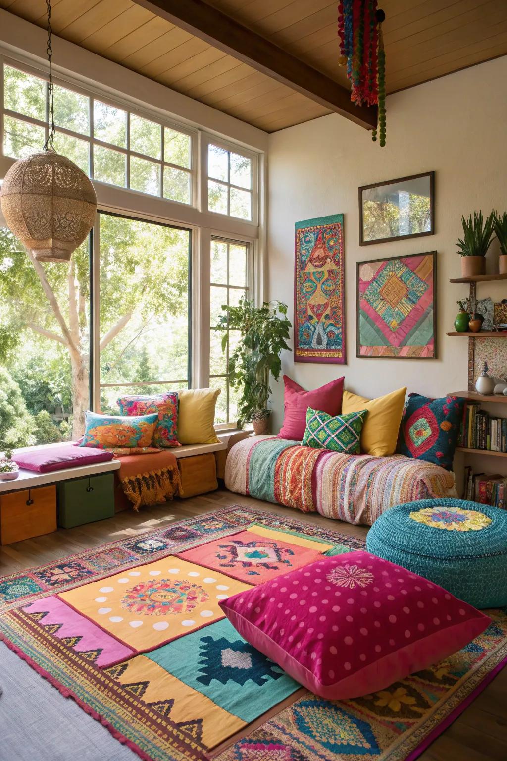 Strokes of color brighten the mood in a California room.