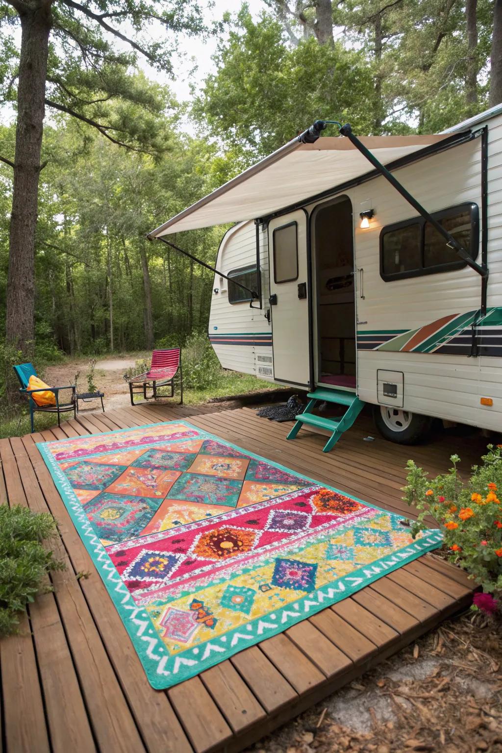 Add a splash of color with a DIY deck rug.