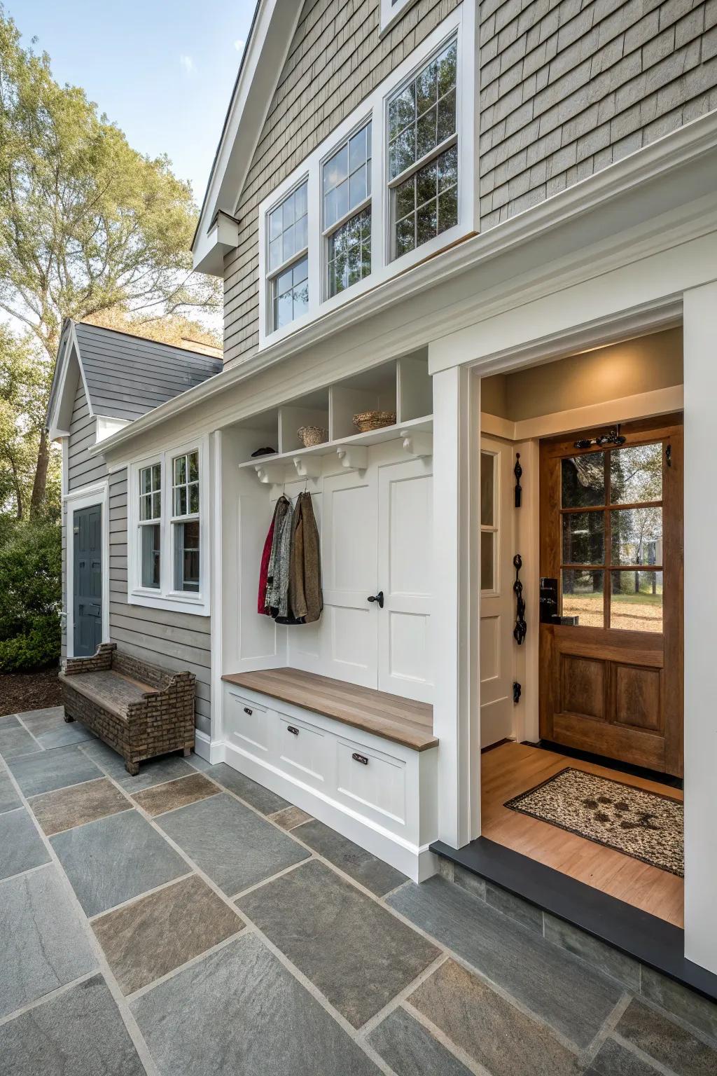 A mudroom adds organization and efficiency to your entryway.