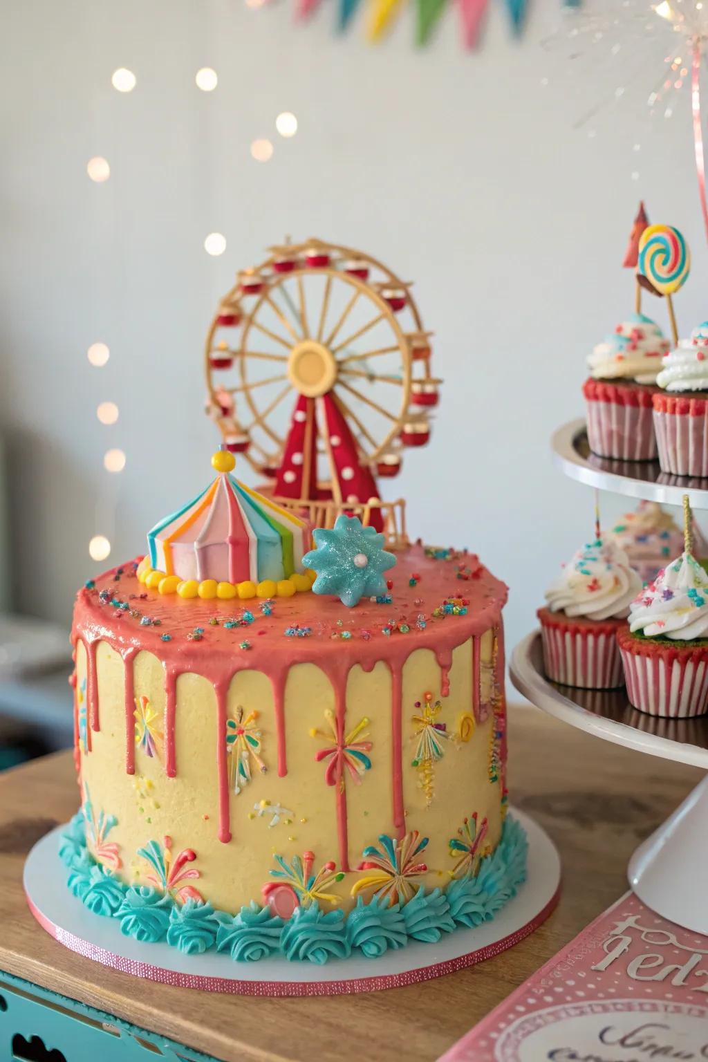 A fairground-themed sweet treat is the perfect festive centerpiece.