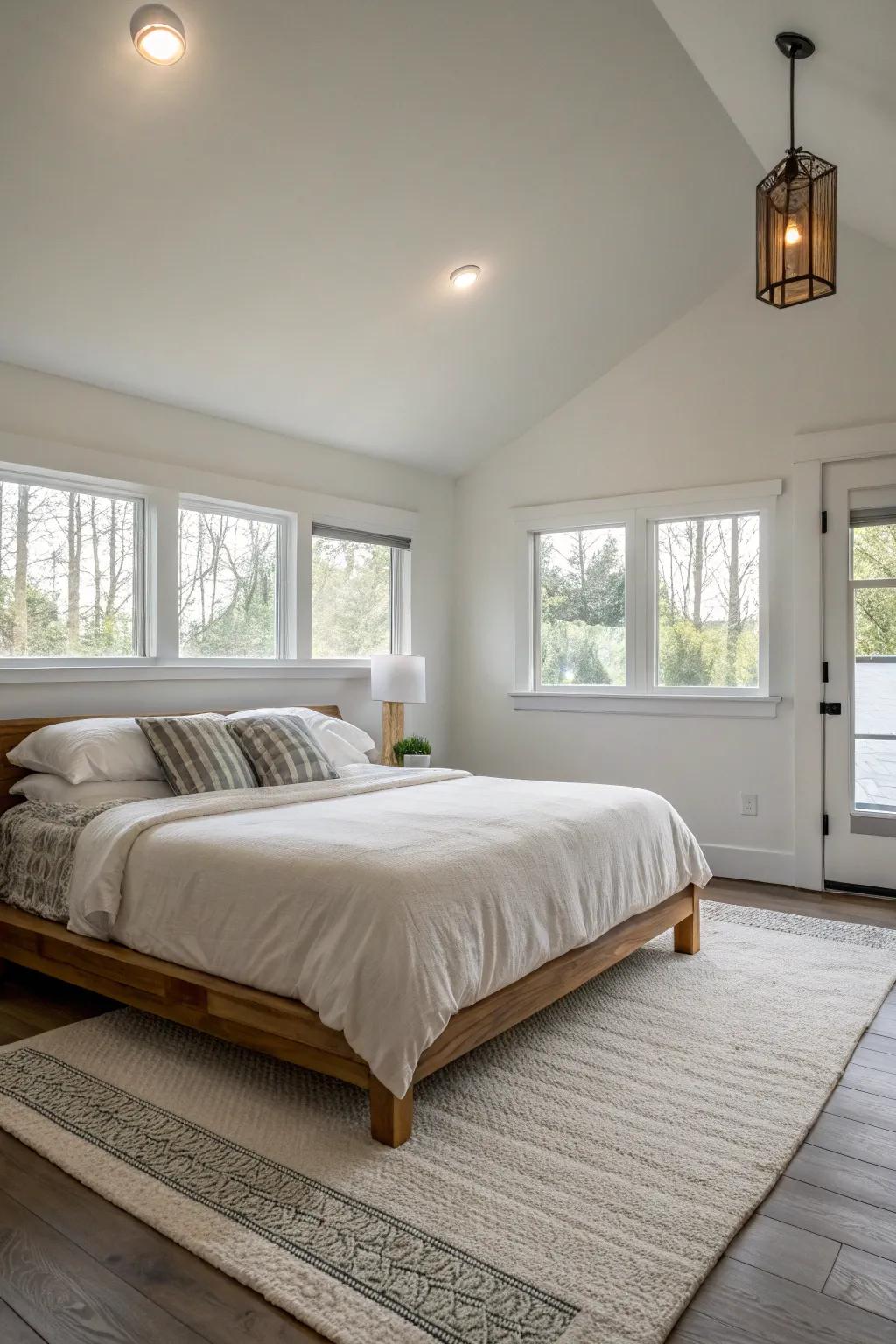 Low bed frames improve ceiling height.