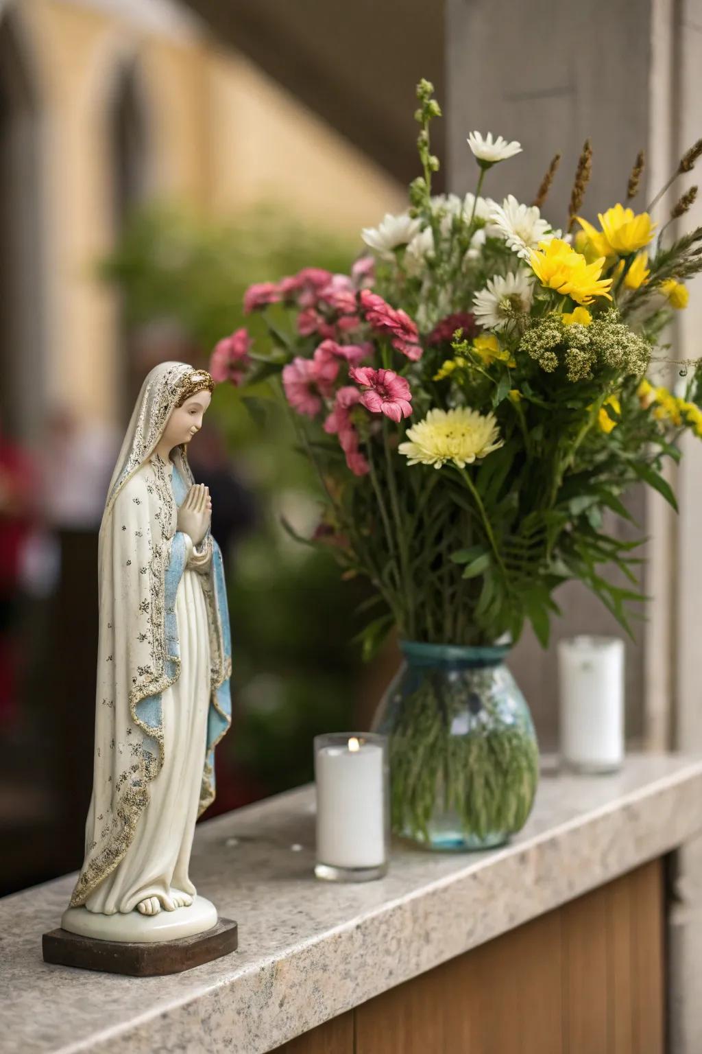 A likeness of the Mother of God adds grace and serenity to your prayer space.